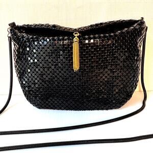 Vintage Handmade Mesh Metal Purse Black Gold‎ Whimsigoth Glam Coquette Girl